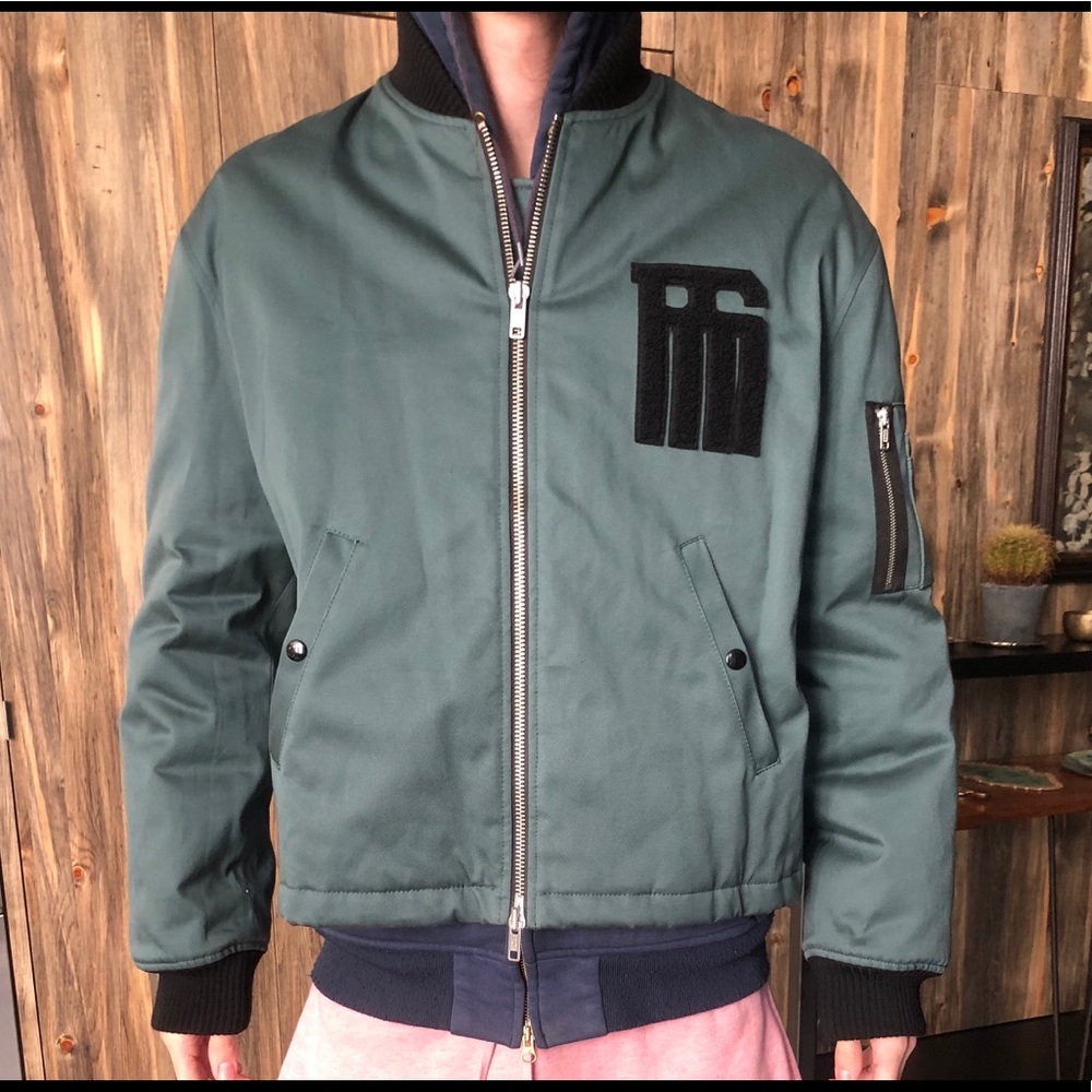 Raf Simons Oversized Fleeced Rs Patch Bomber Green